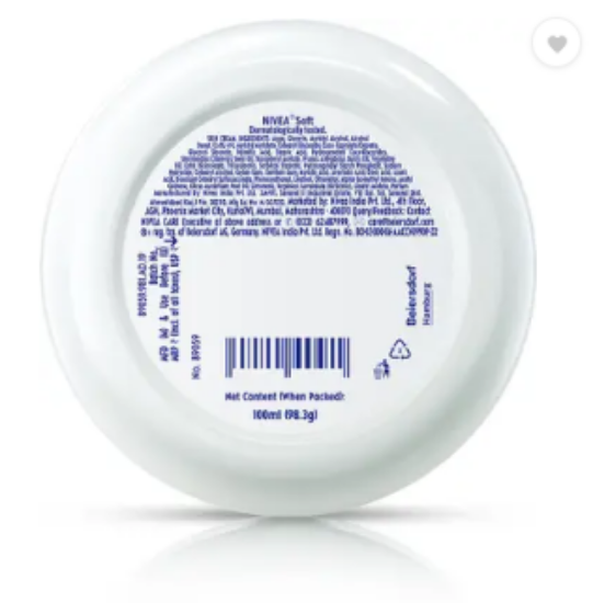 ముఖం, చేతులు & శరీరానికి NIVEA సాఫ్ట్ లైట్ మాయిశ్చరైజర్, విటమిన్ E & జోజోబా ఆయిల్ తో కూడిన నాన్-స్టిక్కీ క్రీమ్ (100 మి.లీ) యొక్క చిత్రం