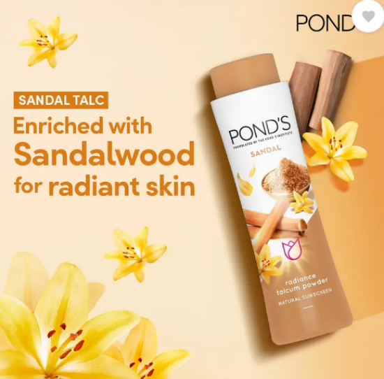 పాండ్స్ శాండల్ రేడియన్స్ టాల్కమ్ పౌడర్ నేచురల్ సన్‌స్క్రీన్ యొక్క చిత్రం