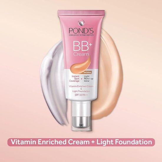 POND'S BB+ క్రీమ్, ఇన్‌స్టంట్ స్పాట్ కవరేజ్ + లైట్ మేకప్ గ్లో, నేచురల్ 30గ్రా యొక్క చిత్రం