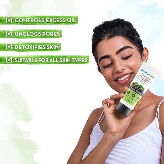 ఆయిల్ కంట్రోల్ కోసం యాక్టివేటెడ్ చార్‌కోల్ & కాఫీతో మామఎర్త్ చార్‌కోల్ ఫేస్ వాష్ (100ml) యొక్క చిత్రం