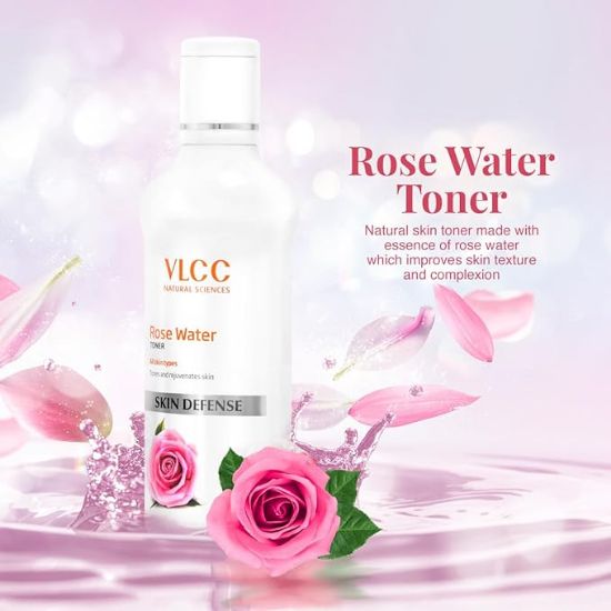 VLCC Rose Water Toner - 100ml - Tones & rejuvenates skin | Helps maintain skin's pH balance | Helps tighten the pores and gently tones the skin యొక్క చిత్రం