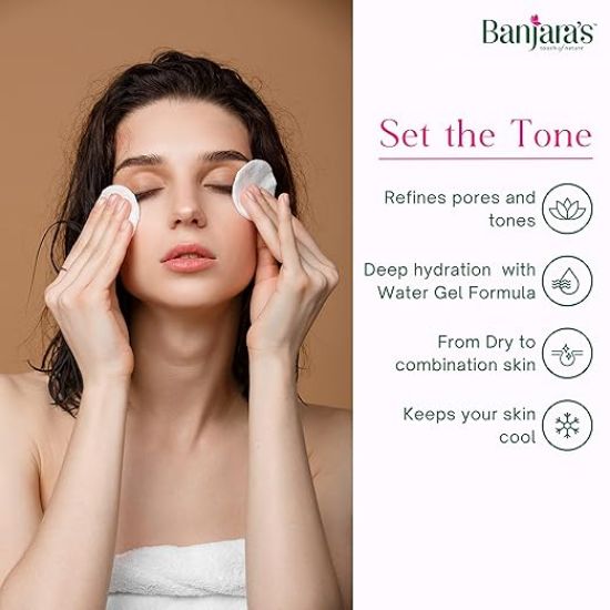 బంజారాస్ రోజ్ వాటర్ జెల్ | గులాబీ రేకుల సారాలతో నూనె లేని హైడ్రేటింగ్ స్ప్రే మిస్ట్ | మలినాలను తొలగిస్తుంది, చర్మం Ph స్థాయిలను నిర్వహిస్తుంది, రంధ్రాలను బిగించడంలో సహాయపడుతుంది | చర్మం, ముఖం కోసం, 100 Ml (100 Ml X 1 ప్యాక్) యొక్క చిత్రం