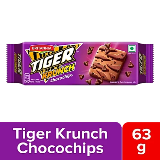 బ్రిటానియా టైగర్ క్రంచ్ చాకోచిప్స్ బిస్కెట్లు, 63 గ్రా యొక్క చిత్రం