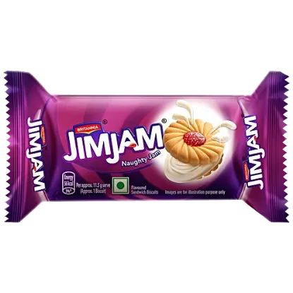 బ్రిటానియా జిమ్‌జామ్ ఫ్లేవర్డ్ శాండ్‌విచ్ బిస్కెట్లు, 57 గ్రా. యొక్క చిత్రం