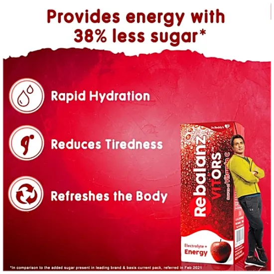 డాక్టర్ రెడ్డీస్ రెబాలన్జ్ విటర్స్ - ఎలక్ట్రోలైట్ & మినరల్-రిచ్ ORS డ్రింక్, శక్తిని అందిస్తుంది, హైడ్రేటెడ్ గా ఉంచుతుంది, ఆపిల్ ఫ్లేవర్, 200 మి.లీ. యొక్క చిత్రం