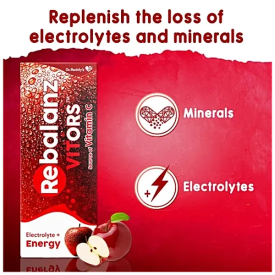 డాక్టర్ రెడ్డీస్ రెబాలన్జ్ విటర్స్ - ఎలక్ట్రోలైట్ & మినరల్-రిచ్ ORS డ్రింక్, శక్తిని అందిస్తుంది, హైడ్రేటెడ్ గా ఉంచుతుంది, ఆపిల్ ఫ్లేవర్, 200 మి.లీ. యొక్క చిత్రం