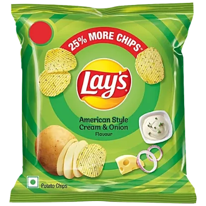 లేస్ అమెరికన్ స్టైల్ క్రీమ్ & ఆనియన్ ఫ్లేవర్ పొటాటో చిప్స్, 12 గ్రా యొక్క చిత్రం