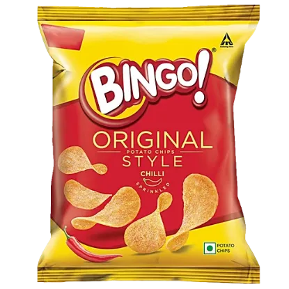 బింగో! బంగాళాదుంప చిప్స్ - ఒరిజినల్ స్టైల్, చిల్లీ స్ప్రింక్ల్డ్, 21 గ్రా. యొక్క చిత్రం