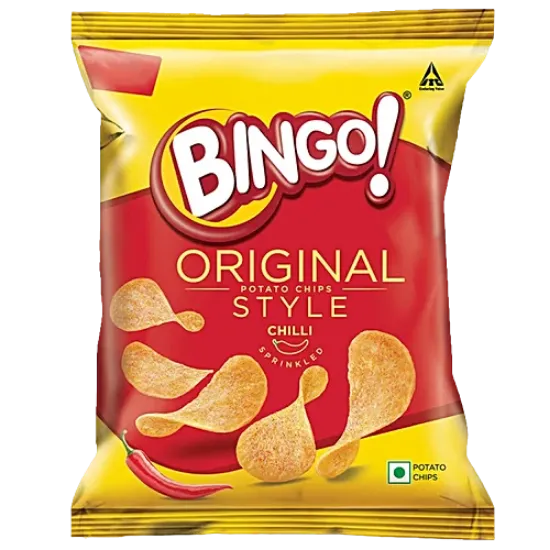 బింగో! బంగాళాదుంప చిప్స్ - ఒరిజినల్ స్టైల్, చిల్లీ స్ప్రింక్ల్డ్, 21 గ్రా. యొక్క చిత్రం