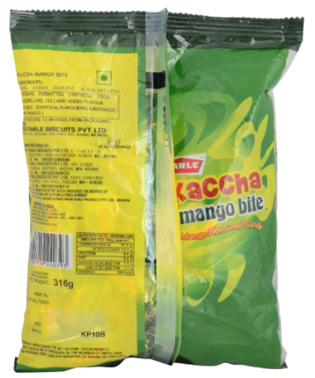 పార్లే కచ్చా మ్యాంగో బైట్ క్యాండీలు - పచ్చి మామిడి, 277గ్రా యొక్క చిత్రం