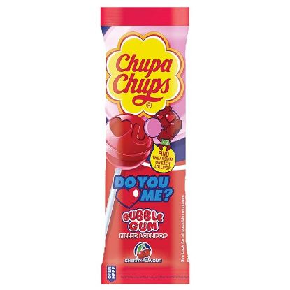 చుపా చుప్స్ లాలిపాప్ - అసోర్టెడ్ గమ్-ఫిల్డ్ లాలిపాప్, డిస్ప్లే హ్యాంగర్, 12 గ్రా యొక్క చిత్రం