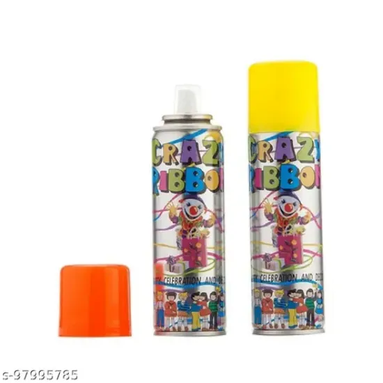 స్లోయీస్ క్రేజీ రిబ్బన్ స్ప్రే & స్నో స్ప్రై వైట్ స్నో న్యూ మల్టీ కలర్ బర్త్‌డే/యానివర్సరీ సెలబ్రేషన్ డెకరేటివ్ పార్టీ యొక్క చిత్రం