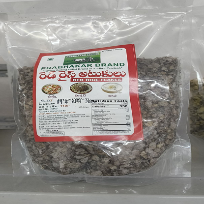 ప్రభాకర్ బ్రాండ్ రెడ్ రైస్ ఫ్లేక్స్ నెట్-500గ్రా యొక్క చిత్రం