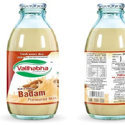 వల్లభ తాజా మరియు ఆరోగ్యకరమైన రుచిగల మిల్క్ గ్లాస్ బాటిల్ 180ML -బాదం (25 సీసాల ప్యాక్) యొక్క చిత్రం
