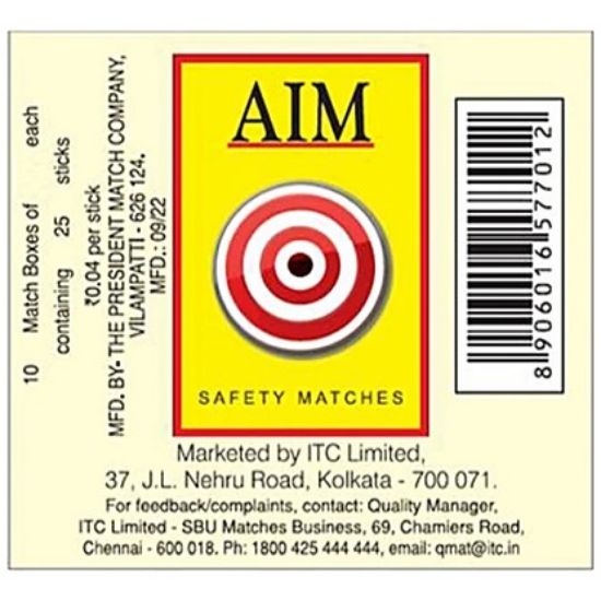 AIM అగ్గిపెట్టెల పెట్టె, 25 కర్రలు (10 ప్యాక్) యొక్క చిత్రం