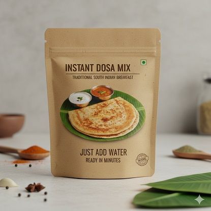 సాంప్రదాయ దక్షిణ భారత అల్పాహారంలో ఇన్‌స్టంట్ దోసె మిక్సర్. (కేవలం నీళ్లు కలపండి)500gm యొక్క చిత్రం