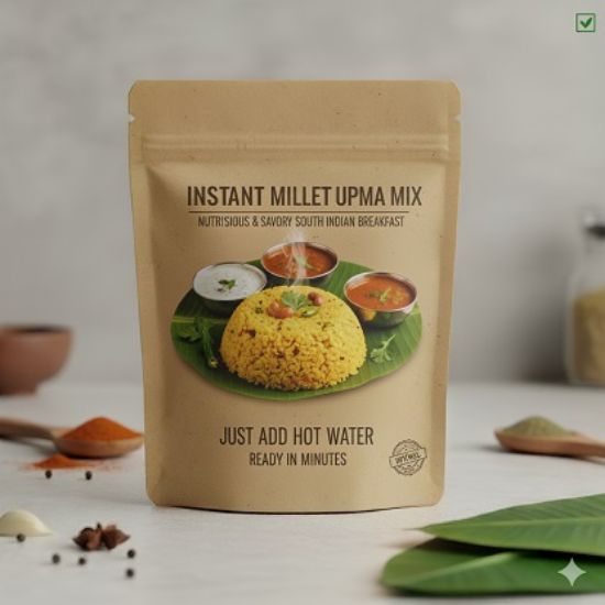 తక్షణ మిల్లెట్ ఉప్మా వేడి నీటిని జోడించండి (నిమిషాల్లో సిద్ధంగా ఉంటుంది) యొక్క చిత్రం