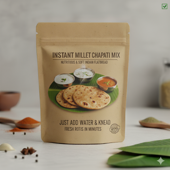 పోషకమైన మరియు మృదువైన ఇండియన్ ఫ్లాట్ బ్రెడ్‌లో ఇన్‌స్టంట్ మిల్లెట్ చపాతీ (నిమిషాల్లో తాజా రోటీ) యొక్క చిత్రం