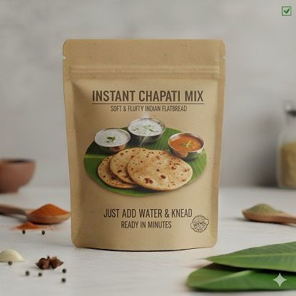 ఇన్‌స్టంట్ చపాతీ సాఫ్ట్ మరియు ఫ్లఫ్టీ ఇండియన్ ఫ్లాట్‌బ్రెడ్ (నీళ్ళు వేసి పిండి వేయండి) యొక్క చిత్రం