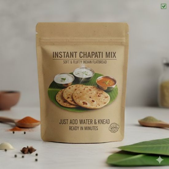 ఇన్‌స్టంట్ చపాతీ సాఫ్ట్ మరియు ఫ్లఫ్టీ ఇండియన్ ఫ్లాట్‌బ్రెడ్ (నీళ్ళు వేసి పిండి వేయండి) యొక్క చిత్రం