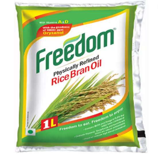 ఫ్రీడమ్ ఫిజికల్లీ రిఫైన్డ్ రైస్ బ్రాన్ ఆయిల్ పౌచ్ (1 లీ) యొక్క చిత్రం