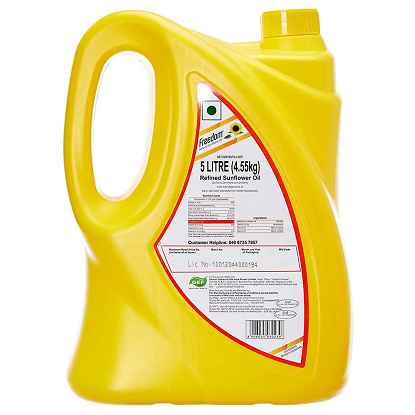 ఫ్రీడమ్ రిఫైన్డ్ సన్‌ఫ్లవర్ ఆయిల్ 5 లీటర్ బాటిల్ యొక్క చిత్రం