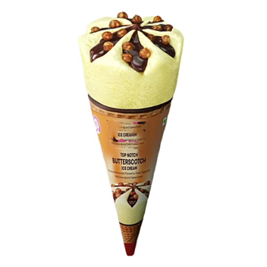 టాప్ నాచ్ బటర్‌స్కోచ్ కోన్ ఐస్ క్రీమ్, 110 మి.లీ యొక్క చిత్రం